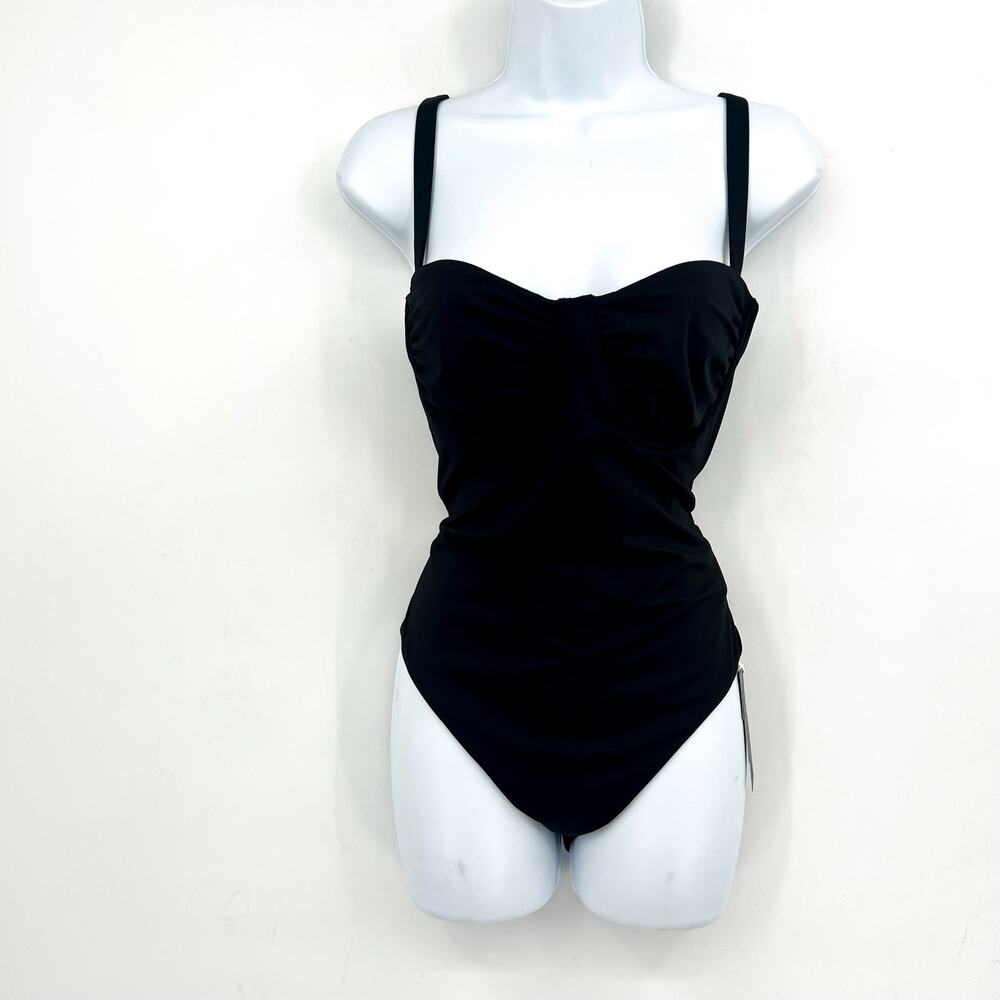 SEAFOLLY Women's Underwire One Piece Swimsuit Size 2 Black Ruched NWT - Picture 5 of 12